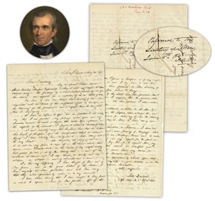 President Polk Endorsed Letter: Prussian Mex-Am War Officer Court-martialed For Dueling! Remarkable