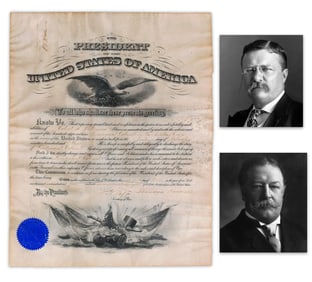 Roosevelt & Taft Dual Signed Military Commission of Lt. Colonel