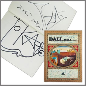Salvador Dali Double-Spread Signature & Original Drawing In Illustrated "Dali…Dali…Dali"
