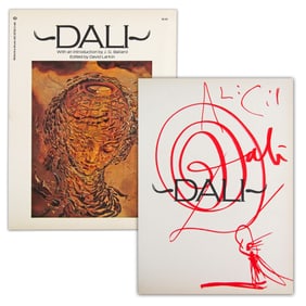 Salvador Dali SB In Vibrant Red Marker, With Original Drawing - Takes Up Entire Page!
