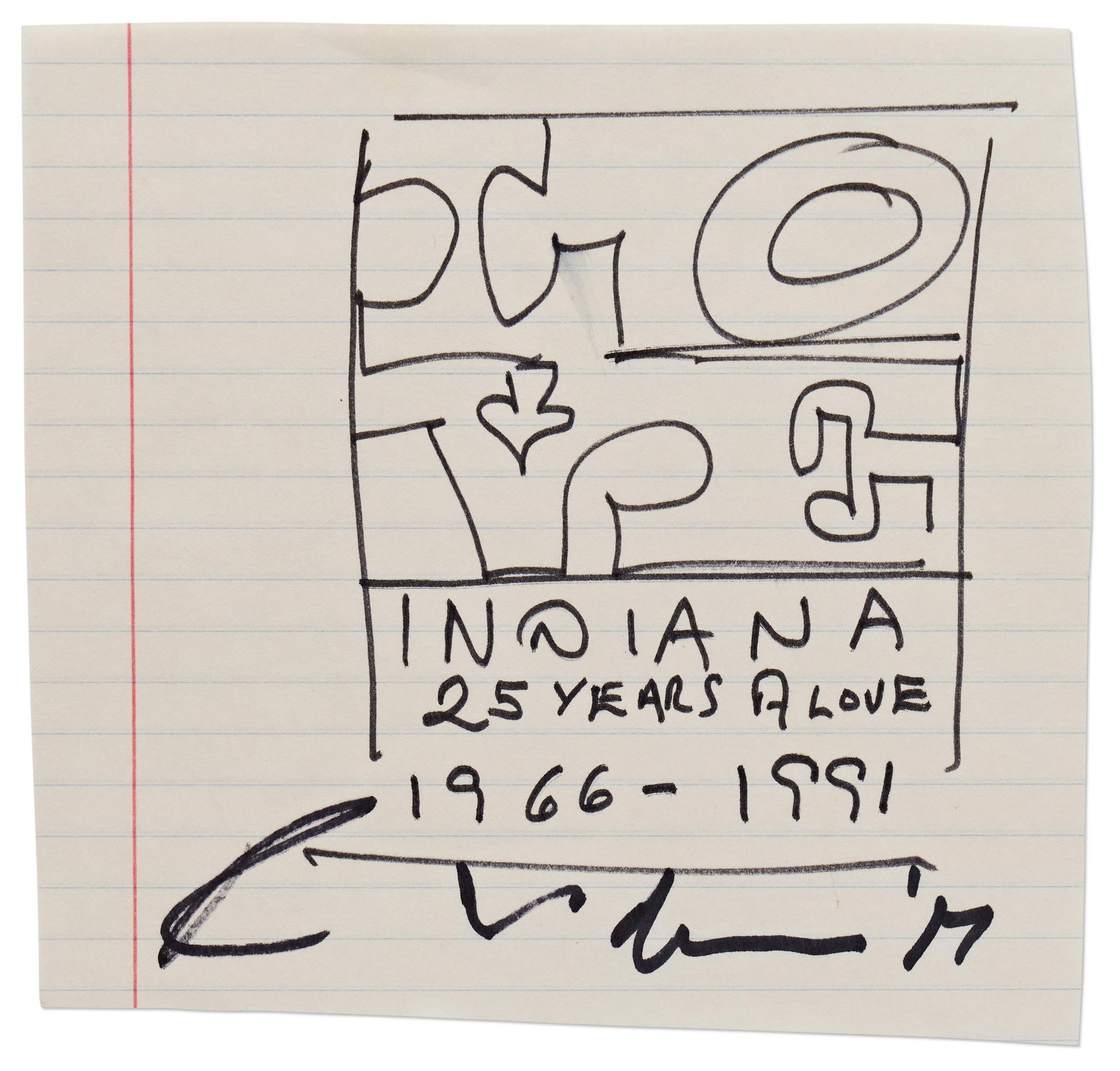 Original Robert Indiana Signed "LOVE" Sketch (1 of 2)