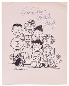 Charles Schulz Boldly Signed Print of the "Peanuts" Gang