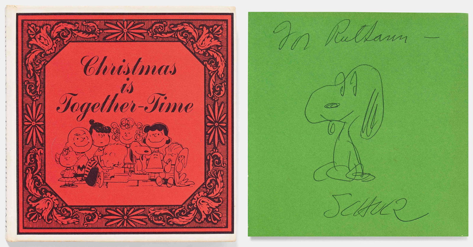 Charles Schulz Signed Original Drawing of Snoopy in his Book, "Christmas Is Together-Time": Charles Schulzn.p., n.d.Charles Schulz Signed Original Drawing of Snoopy in his Book, "Christmas Is Together-Time"Signed ArtCharles M. Schulz (1922-2000). Christmas is Together-Time by Charles M. Schu