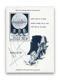 Neil Armstrong Signed Belgian Stamp Sheet, Zarelli Authenticated