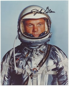 John Glenn Silver Flight Suit Signed Photograph, Zarelli LOA