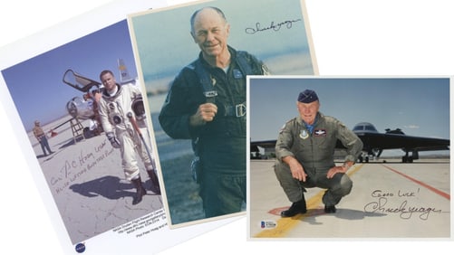 Chuck Yeager & Peter Hoag, Aviation Greats, Signed Photographs