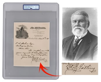 Richard Jordan Gatling, Gatling Gun Inventor, PSA Slabbed & Graded NM-MT8!