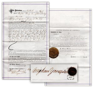 Brigham Young Boldly Signed Deed Sells Lot in Salt Lake City to One of His Sons