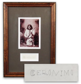 Legendary Apache Chief Geronimo Rare Clipped Signature Ex. Ken Rendell, Handsomely Displayed