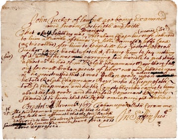 Colonial Massachusetts Judge and Poet Takes Deposition in Case of Stolen Silver