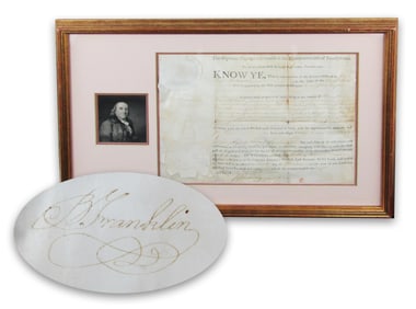 Benjamin Franklin Signed 1787 Land Grant as President of the Supreme Executive Council of