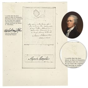 Alexander Hamilton Hair Relic Certified By Charles Hamilton, Ex-James A. Hamilton