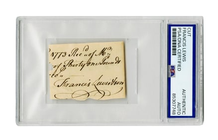 DOI Signer Francis Lewis Cut ADS with Full Signature, PSA Encapsulated