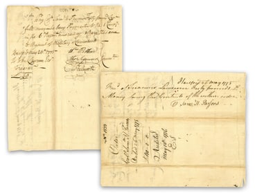 Maj. Gen. Samuel Parsons & Oliver Ellsworth Dual Signed Receipt Three Weeks Before Bunker Hill