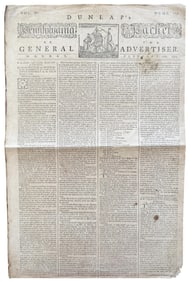 Dunlap 1775 Philadelphia Newspaper tensions Build to Lex-Concord 6 Weeks Away! Plus Slave Sales