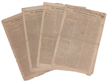 The Unfolding of Shays’ Rebellion, 4 Issues of The Massachusetts Gazette Concluding with the
