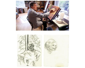 Tony Bennett Sketches Two Detailed Portraits! Ex-Tony Bennett Estate