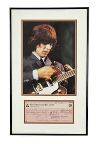 George Harrison Signed Check - Fantastic Framed Display