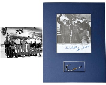 Enola Gay Flown Emergency Survival Kit Hook & Signed Photo! Ex. George Caron. 1st Flown Relic We
