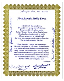 Enola Gay Crew-Signed Poem, PSA Authenticated for All Signatures