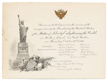 Rare Invitation to the Statue of Liberty Inauguration, Designed by Tiffany & Co.