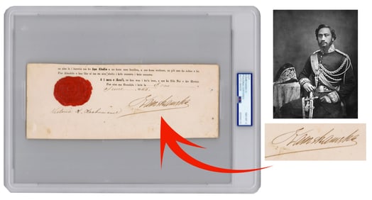 Kamehameha IV, King of Hawaii, Signed 1855 Document, PSA Slabbed & Graded NM-MT 8