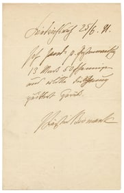 Princess of Bismarck ANS About 1 Year After Her Husband's Forced Ouster from Chancellorship