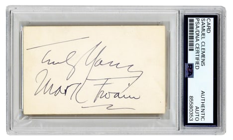 Samuel Clemens PSA Certified Calling Card Signed "Truly Yours / Mark Twain"