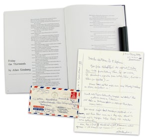 Allen Ginsberg ALS Revising Stanza for Landmark Poem 'Friday the Thirteenth', with Finished