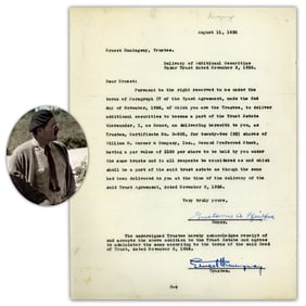 Ernest Hemingway Boldly Signed Financial Document, Earmarked For Youngest Son, Dated 3 Weeks Before