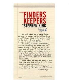 Stephen King Signed Promo for Finders Keepers