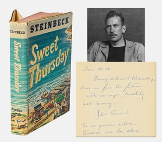 John Steinbeck Signed 1st Edition, 1st Printing Presentation Copy of "Sweet Thursday"