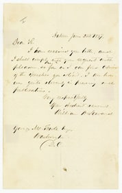 William Seward 1857 ALS On Senate Speeches: "I am however quite slovenly in preserving such