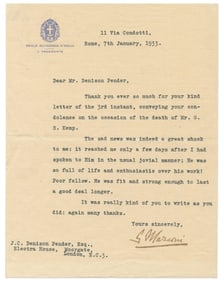 Guglielmo Marconi, Nobel Prize Laureate Reflects on the Death of his Former First Assistant