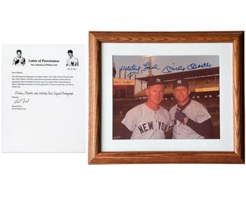 Whitey Ford's Owned Mickey Mantle & Ford Signed Photograph. JSA & Ford Family Authentication