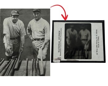 Ruth & Gehrig Vintage Glass Lantern Slide by National Studios in NY!