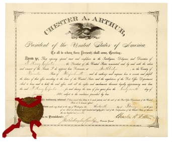 Chester Arthur Signed Postal Appointment 3 Weeks Before End of Presidential Term