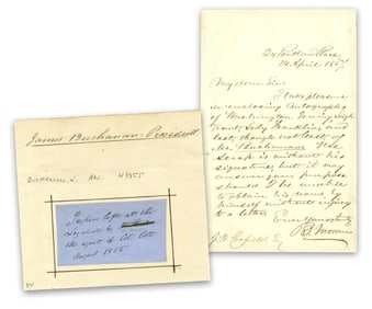 J. Buchanan Handwritten Note Supplied by Contemporary Autograph Dealer During Presidency!
