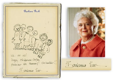 Barbara Bush Signed Habitat for Humanity Drawing