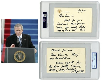 Rare George W. Bush ALS As Pres. Signed Twice! PSA Mint 9