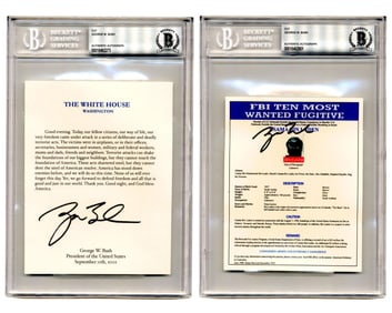 George W. Bush 9/11 Typescripts w/ Bin Laden Mugshot and Iconic Speech! Two Tragic & Defining Events