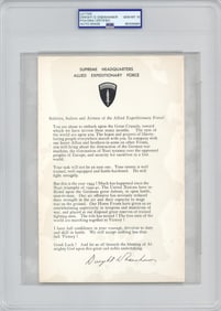 D-Day Orders Signed By Eisenhower To His Troops, Outstanding PSA GEM MT 10!