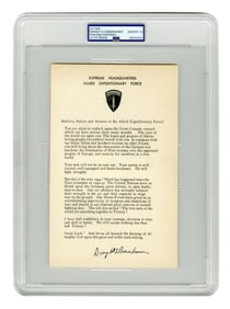 D-Day Orders Signed By Eisenhower To His Troops, Outstanding PSA GEM MT 10!