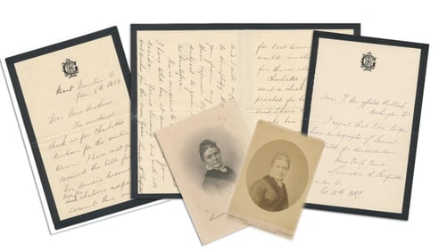 Lucretia Garfield Two ALS, Cabinet Card & Etched Portrait