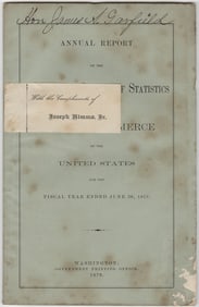 From President Garfield’s Library, a Bound Copy of the Annual Report on U.S. Foreign Commerce
