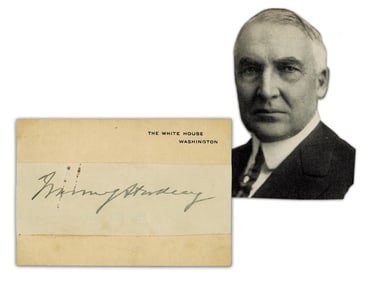 Warren G. Harding Signature Mounted on WH Card