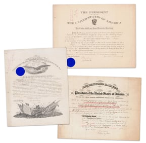 (2) R. B. Hayes & (1) T. Roosevelt Commission for Father & Son: Agent to Dakota Indians and San Juan