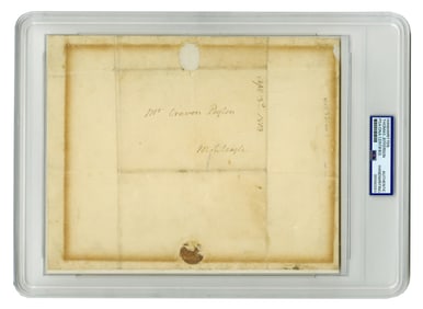 T. Jefferson Handwritten Address Leaf to Creditor During War of 1812, PSA Encapsulated