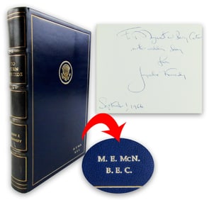 Jackie Kennedy Signed "To Turn the Tide" Inscribed to McNamara's Daughter on Her Wedding Day