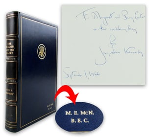 Jackie Kennedy Signed "The Burden and the Glory" Inscribed to McNamara's Daughter on Her Wedding Day